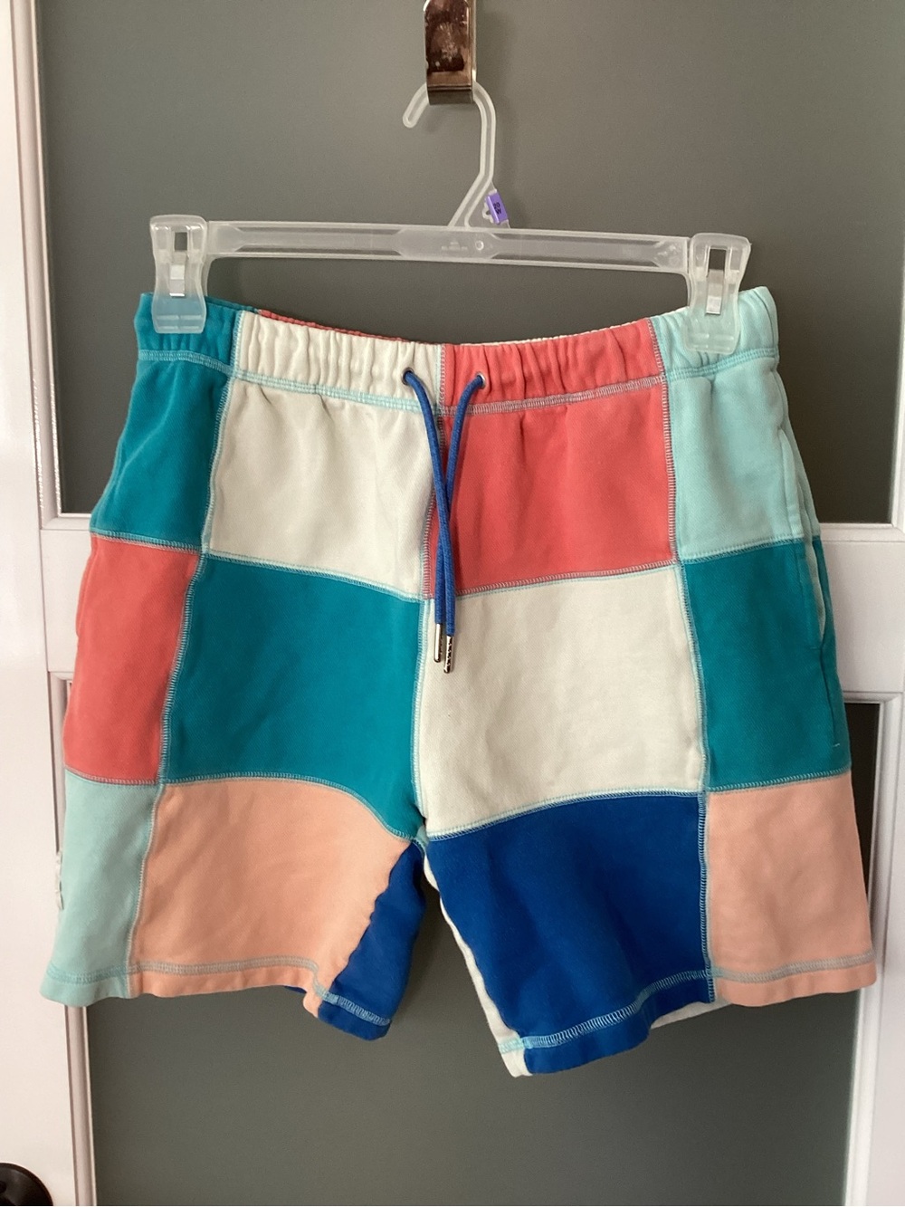Teddy Fresh Patchwork Sunset Shorts in Teal, Coral & Navy